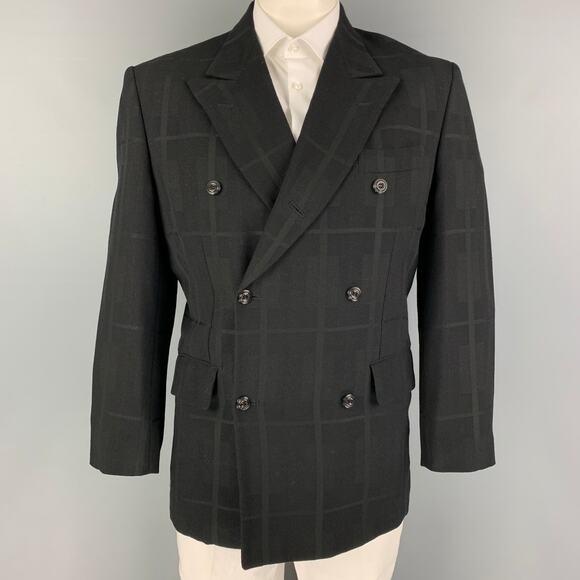 Nicole Other - MONSIEUR NICOLE Size M Black Silver Window Pane Double Breasted Sport Coat